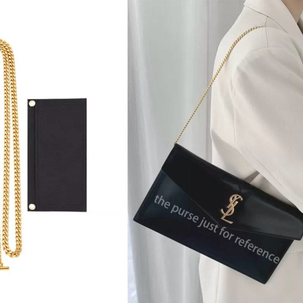 SILVER**YSL Envelope Clutch Purse Insert Crossbody Conversion
